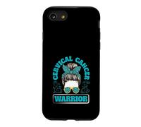 Custodia per iPhone SE (2020) / 7/8 Cervicale Cancer Warrior Messy Chignon Leopard Teal Ribbon