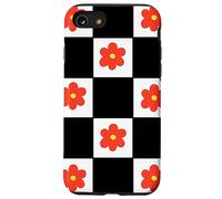 Custodia per iPhone SE (2020) / 7/8 Classic Floral Checkered Checker Checkerboard Orange Flower