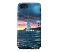 Custodia per iPhone SE (2020) / 7/8 Coastal Lighthouse Sailboat Ocean Sunset Scenic Artwork