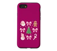 Custodia per iPhone SE (2020) / 7/8 Coquette Bow Pink Tree Babbo Natale pan di zenzero pupazzo di neve caramelle di Natale
