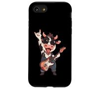 Custodia per iPhone SE (2020) / 7/8 Divertente chitarra rock mucca che suona stile retrò animale design