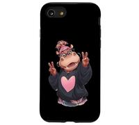 Custodia per iPhone SE (2020) / 7/8 Divertente ippopotamo con occhiali segno della pace hipster safari animale