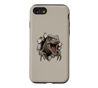 Custodia per iPhone SE (2020) / 7/8 Ferocious Velociraptor che sfonda il disegno del dinosauro della parete