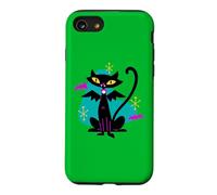 Custodia per iPhone SE (2020) / 7/8 Gatto nero vampiro retrò Atomic Age Mid-Century con ali di pipistrello