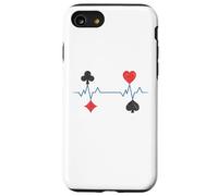 Custodia per iPhone SE (2020) / 7/8 Giocatori di simboli del vestito della carta della mazza dell'ECG di impulso del battito cardiaco del poker