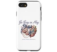 Custodia per iPhone SE (2020) / 7/8 Go Grey in May Cervello Tumor Awareness Fiocco Floreale