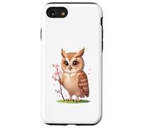 Custodia per iPhone SE (2020) / 7/8 Gufo con ramo fiorito illustrazione animale