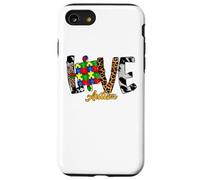 Custodia per iPhone SE (2020) / 7/8 Impronte di mucca leopardata autistica per la consapevolezza dell'autismo, famiglia, mamma e papà