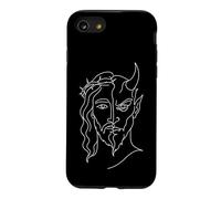 Custodia per iPhone SE (2020) / 7/8 Jesus And Devil One Line Art Duality minimalista
