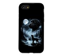 Custodia per iPhone SE (2020) / 7/8 Labradoodle nero che ulula alla luna retrò anni '90 Doodle Dog