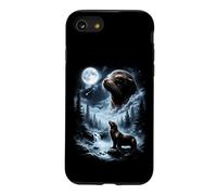 Custodia per iPhone SE (2020) / 7/8 Leone marino che ulula alla luna anni '90 retrò