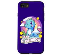 Custodia per iPhone SE (2020) / 7/8 Look a Rainbow Cute Dinosaur with a Rainbow and Stars
