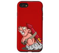 Custodia per iPhone SE (2020) / 7/8 Maiale Volare Razzo Piglet Divertente Stile Comico Felice Anno Nuovo