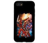 Custodia per iPhone SE (2020) / 7 / 8 Marvel Deadpool Family Space Squad Distressed Comic Art