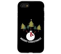 Custodia per iPhone SE (2020) / 7/8 Merry Christmas Pupazzo di neve e alberi di pino