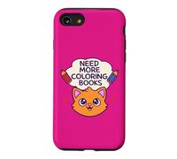 Custodia per iPhone SE (2020) / 7/8 Need More Coloring Books Cute Cat & Colored Pencil Design