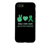 Custodia per iPhone SE (2020) / 7/8 Peace Love Hope - Supporto per la consapevolezza della salute mentale, colore: verde