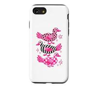 Custodia per iPhone SE (2020) / 7/8 Pink Duck Lover Cute Retro Ducks Checkered Design
