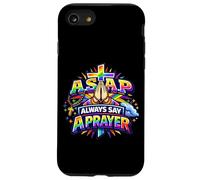 Custodia per iPhone SE (2020) / 7/8 Rosario cristiano con croce arcobaleno e scritta "Always Say A Prayer