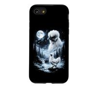 Custodia per iPhone SE (2020) / 7/8 Silkie Pollo Ululando alla Luna 90's Retro