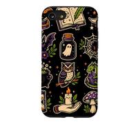 Custodia per iPhone SE (2020) / 7/8 Strega gotica Halloween strega gotica luna pipistrello palla di cristallo