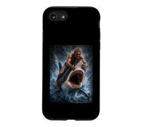 Custodia per iPhone SE (2020) / 7/8 Surfer Dude Shark Jumping Out of Water Opera d'arte per l'oceano
