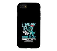Custodia per iPhone SE (2020) / 7/8 Teal For Sister In Law Cervicale Cancer Awareness Dinosaur