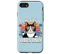 Custodia per iPhone SE (2020) / 7/8 Vintage Cool Cat Paw-Sitive Vibes Only Cute Gat Lover