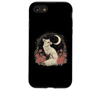 Custodia per iPhone SE (2020) / 7/8 Vintage Cottagecore Volpe Floreale Luna Mezzaluna
