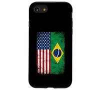 Custodia per iPhone SE (2020) / 7/8 Vintage Distressed USA E Brasile bandiera ibrida
