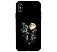 Custodia per iPhone X/XS 3 Bunny Howling At Moon Vintage Funny 80s-90s Grafica