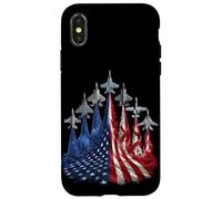 Custodia per iPhone X/XS 4th of July Fighter Jet US Flag American Military Planes