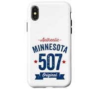 Custodia per iPhone X/XS 507 Minnesota Codice Area Distressed Autentico Blu Testo