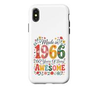 Custodia per iPhone X/XS 60 Year Old Made in 1966 Retro Floral 60th Birthday Women