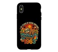 Custodia per iPhone X/XS 64th Birthday Retro Sloth Tropical Vintage 1962 64 Years Old