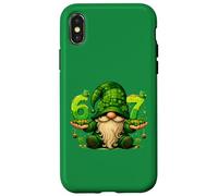 Custodia per iPhone X/XS 67 Six Seven Meme St Patricks Day Gnomo divertente trifoglio irlandese