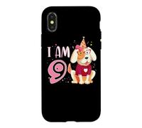 Custodia per iPhone X/XS 9 ° compleanno ragazza cane cuccioli bambini io sono 9