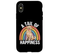 Custodia per iPhone X/XS A Tail of Happiness Golden Retriever Retro Rainbow
