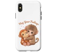 Custodia per iPhone X/XS Abbraccia i tuoi sentimenti, scimmietta carina