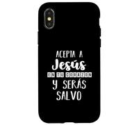Custodia per iPhone X/XS Acepta a Jesús en tu Corazon Mensaje Cristianos Dios Spagnolo