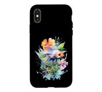 Custodia per iPhone X/XS Acquerello Betta Pesce Floreale Acquatico Design