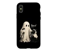 Custodia per iPhone X/XS Adorabile Vintage Ghost Boo-p! per un gatto nero Halloween Ragazze