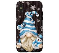 Custodia per iPhone X/XS Aesthetic Snowflake Pattern With Snowman And Winter Gnome