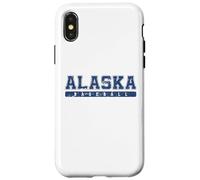 Custodia per iPhone X/XS Alaska Baseball Blu Vintage Testo