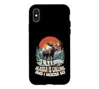Custodia per iPhone X/XS Alaska Is Calling And I Moose Go Retro Vintage Divertente Alaska