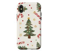 Custodia per iPhone X/XS Albero di Natale modello rosso bianco Candy Cane