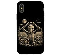 Custodia per iPhone X/XS Alien Heart Hand Sign Cute UFO Extraterrestre Love