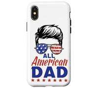 Custodia per iPhone X/XS All American Dad Sunglasses USA Flag 4th of July