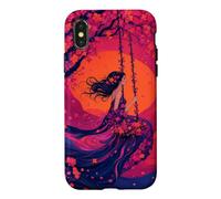 Custodia per iPhone X/XS Altalena floreale sotto un albero in fiore