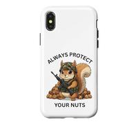 Custodia per iPhone X/XS Always Protect Your Nuts Cute Scoiattolo Indossare Militare